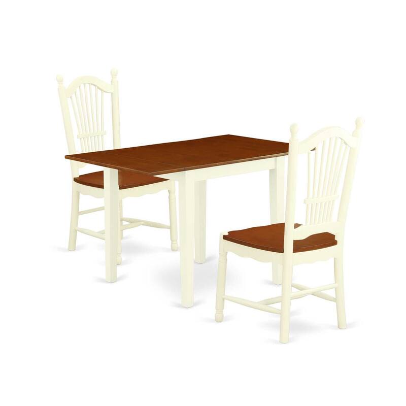 HomeStock 3-Piece Buttermilk and Cherry Finish Solid Wood Top Dining Table Set
