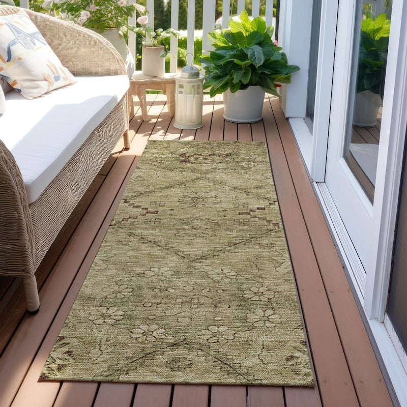 Machine Washable Indoor/ Outdoor Chantille Boho Global Rug - Brown - 2'3" x 7'6"