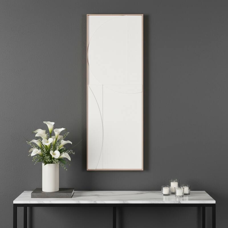 HomeRoots White Minimalist Geo Brown Shadowbox Wall Art - 20.00 in. x 56.00 in.  x 2.00 in.