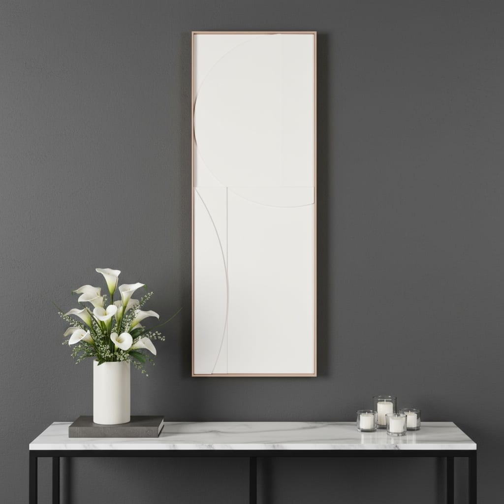 HomeRoots White Minimalist Geo Brown Shadowbox Wall Art