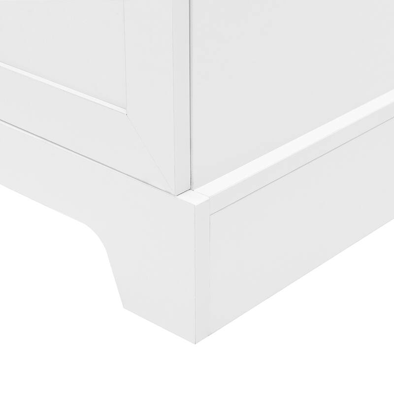 American Light Retro Bathroom Cabinet, Storage Cabinet with 2 Doors and 5 Storage Compartments, for Bathroom, White