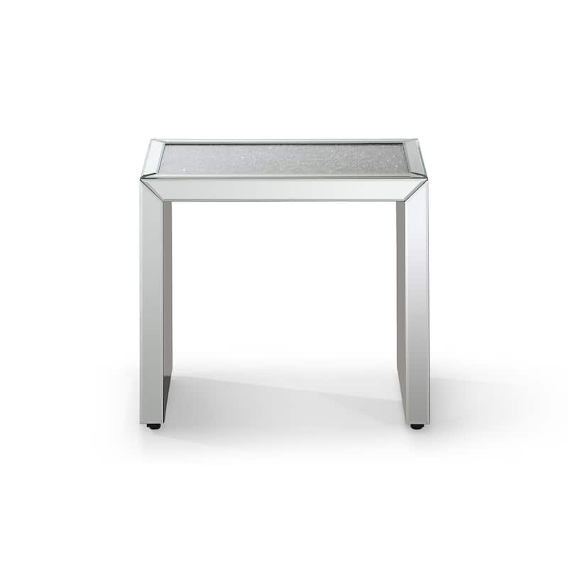Decor 19.7 in. Silver Rectangle Glass Top Nesting End Table (3 Pieces)