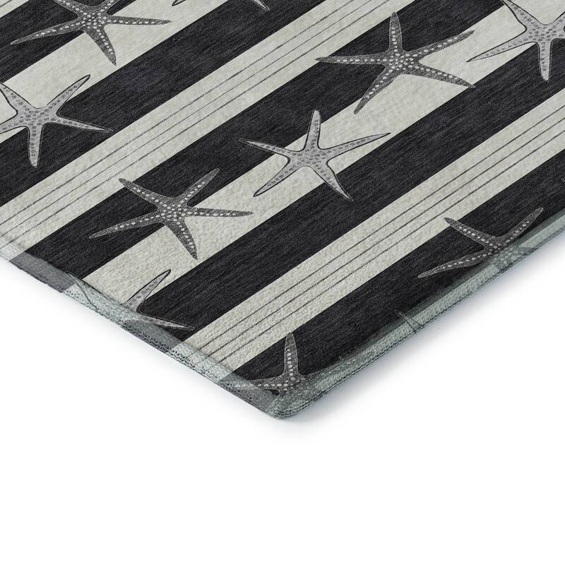 Premium Washable Super Soft Starfish Coastal Stripes Mayfield Rug