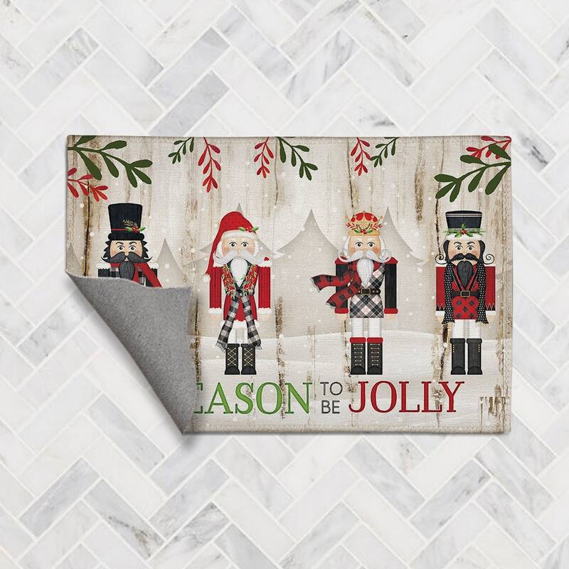Laural Home Nutcracker Christmas Chenille Accent Rug