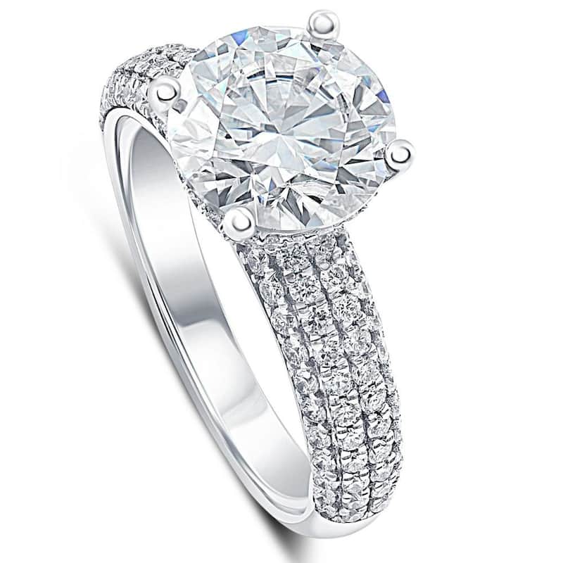 Certified 3.66Ct Micro Pave Diamond Engagement Ring White Gold Lab Grown