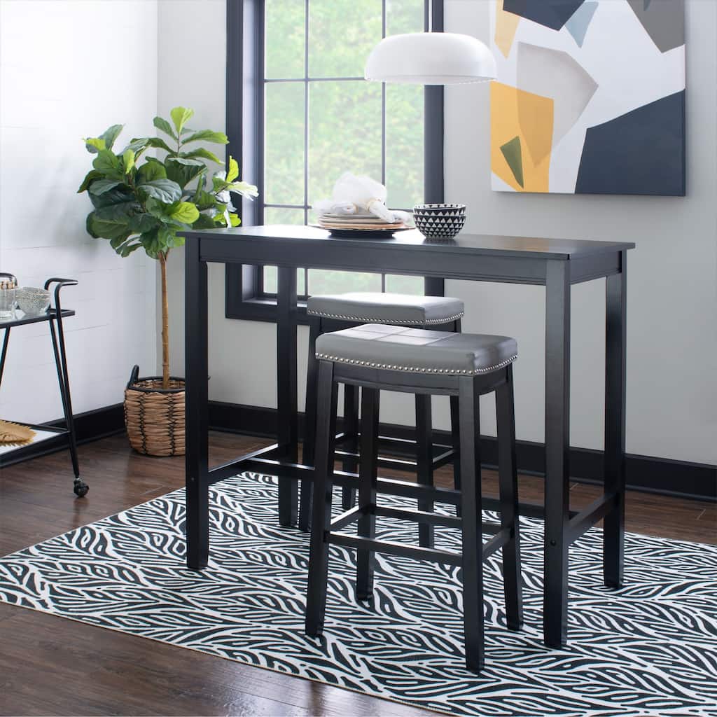 3-Piece Bar Table and Stool Set- 47.25" - Black and Gray