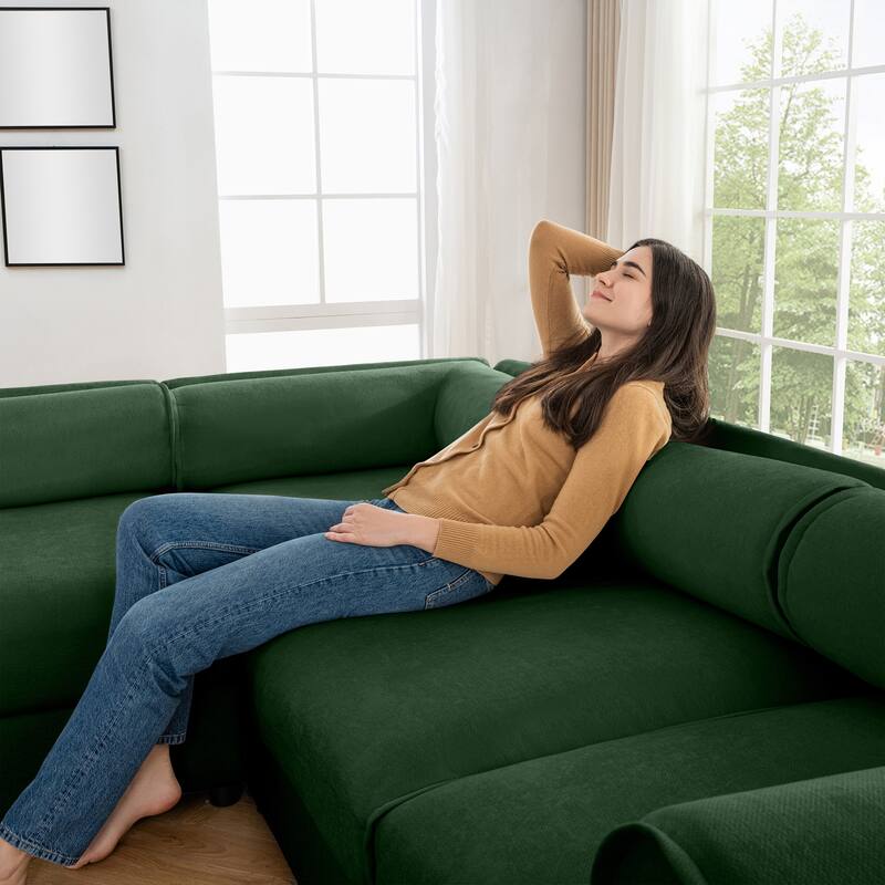 Modular U Shaped Sectional Sofa Couch with Storage Seat and Ottomans
