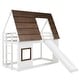 preview thumbnail 5 of 10, Wood Twin Size House Bunk Bed with Roof, Ladder, Slide, and Safety Guardrails for Fun and Secure Sleep, White+Brown