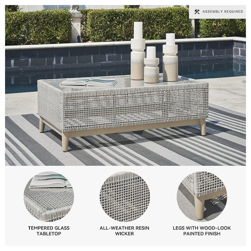 Signature Design by Ashley Seton Creek Gray Outdoor Coffee Table - 49.88" W x 28" D x 18" H