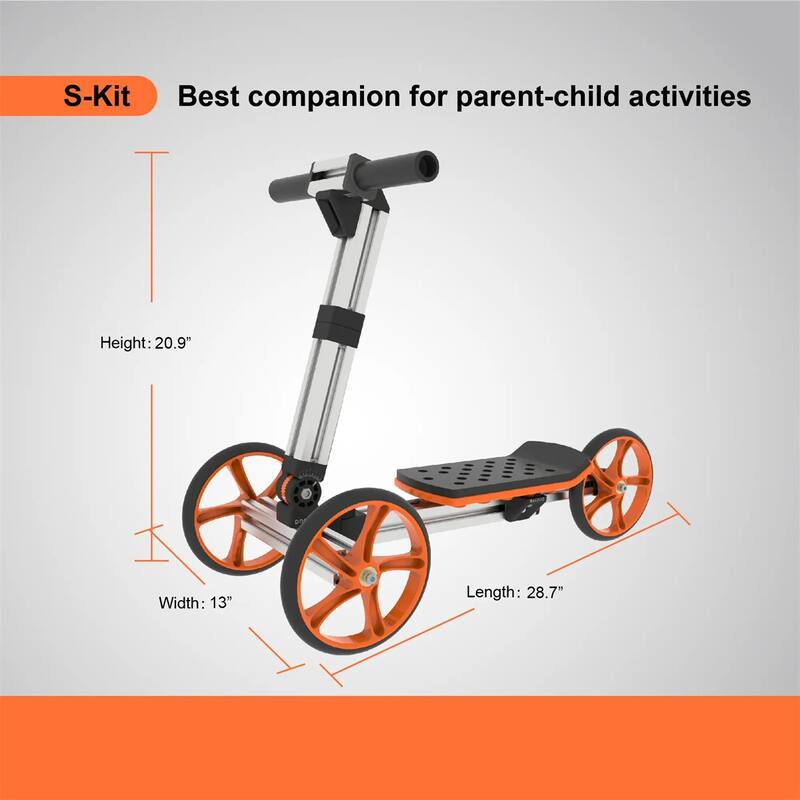 Kids Balance Bike And Scooter Kit Silver Modular Outdoor Toy - 28.74" L x 12.99" W x 20.87" H
