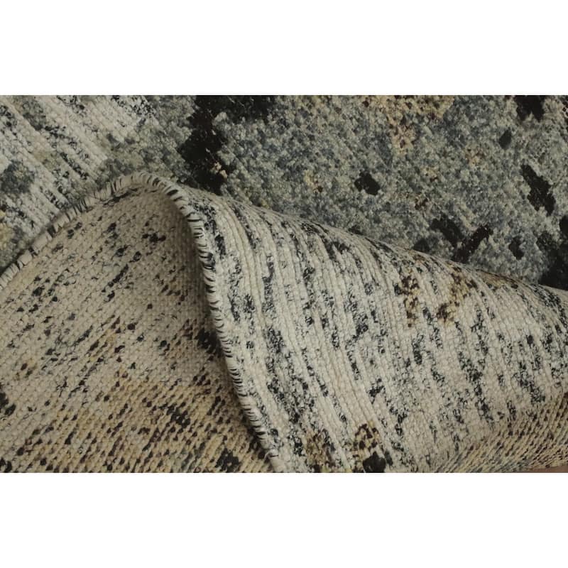 Hand-knotted Modern Wool Grey Abstract Area Rug Oriental Carpet - 7' 8'' X 5' 6''