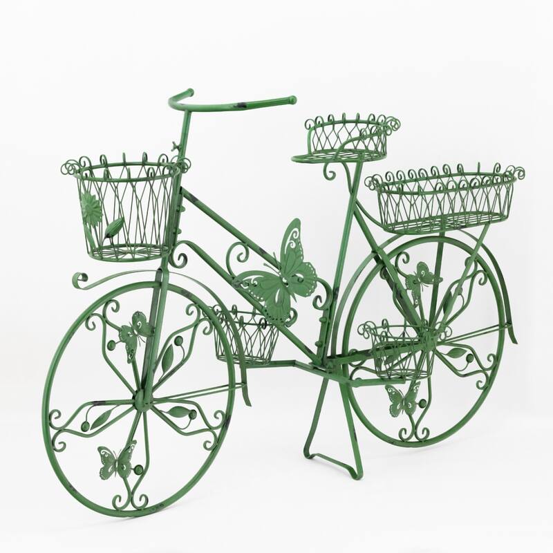 Large Iron Butterfly Bicycle Plant Stand - 56"x17"x37.5"