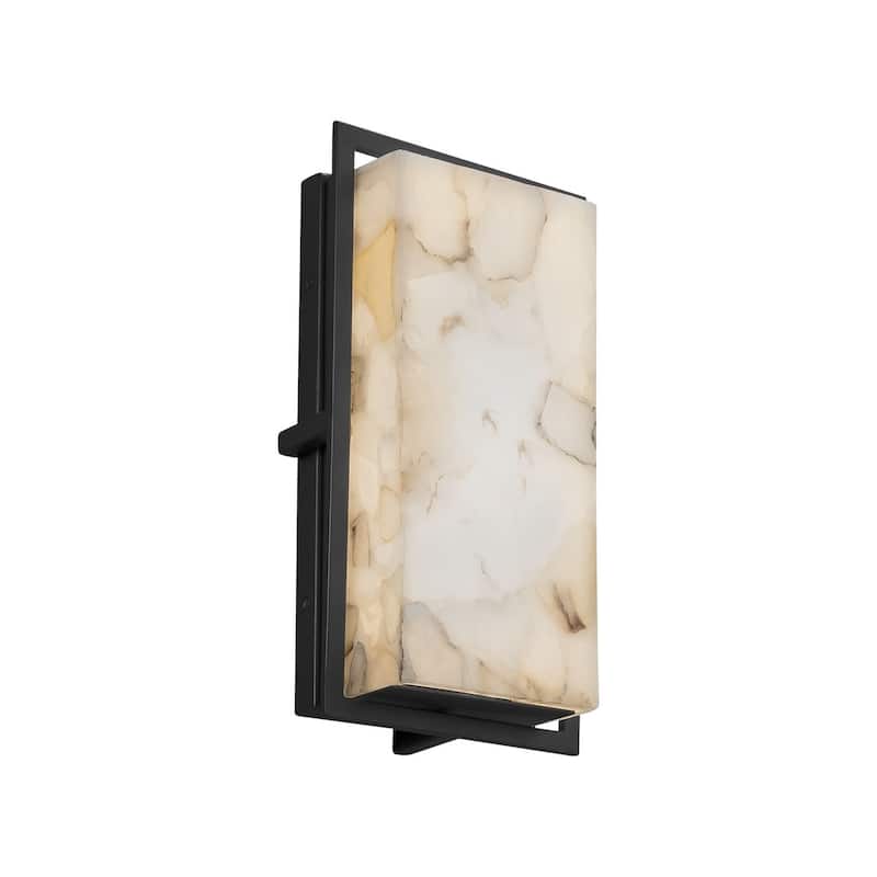 Justice Design Alabaster Rocks Avalon Matte Black ADA Small Outdoor Wall Sconce