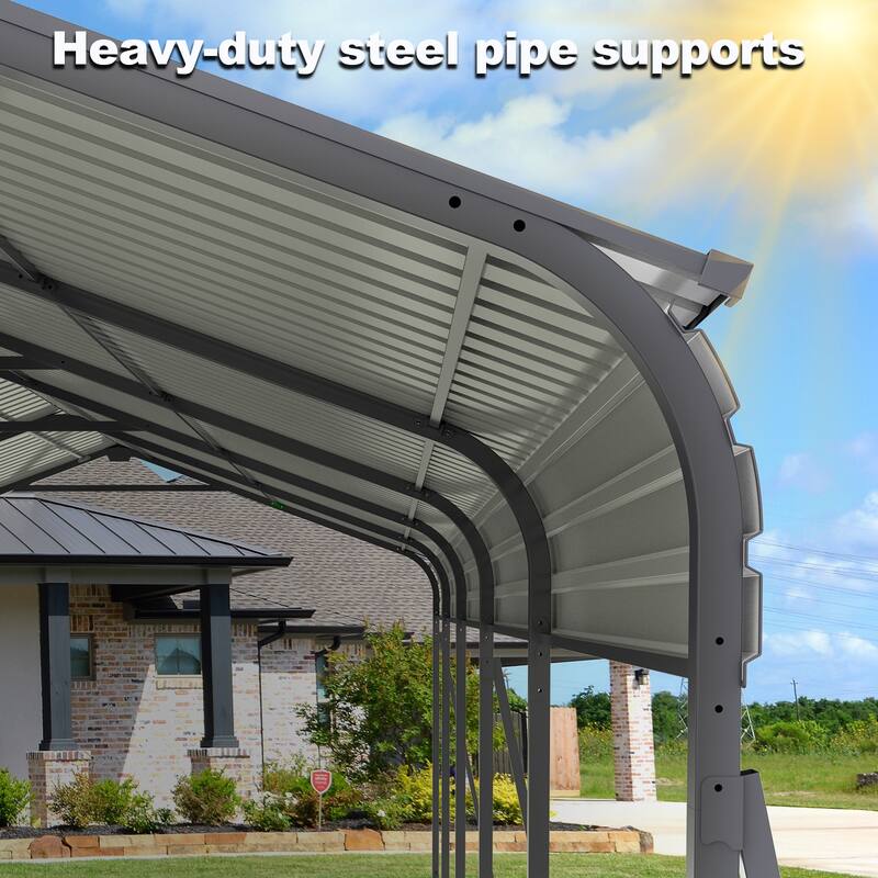 Metal Carport 13 ×26.5 FT Heavy Duty with Galvanized Steel Roof, Metal Garage Canopy with Galvanized Steel Roof & Frame