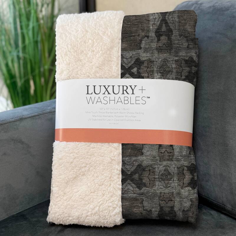 Premium Machine Washable Boho Moroccan Sherpa Throw Blanket
