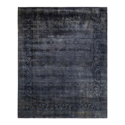Overton Hand Knotted Wool Vintage Inspired Modern Contemporary Overdyed Gray Area Rug - 8' 1" x 10' 1"