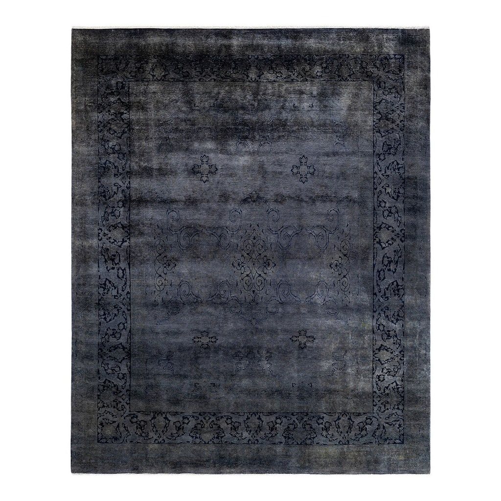 Overton Hand Knotted Wool Vintage Inspired Modern Contemporary Overdyed Gray Area Rug - 8' 1" x 10' 1"