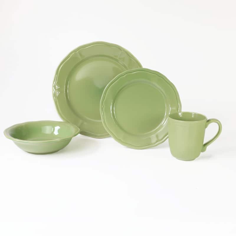 Euro Ceramica Siena 16 Piece Dinnerware Set - Green - Service for 4
