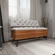 preview thumbnail 12 of 15, White Wood and Metal Tufted Contemporary Industrial Storage Bench