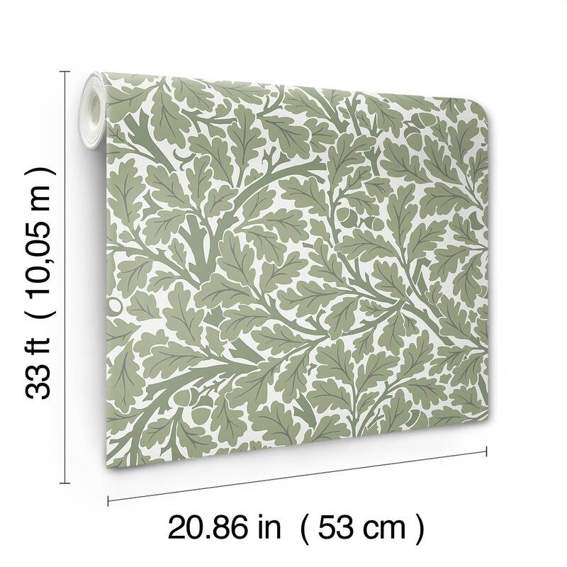 A-Street Prints Oak Tree Green Leaf Wallpaper