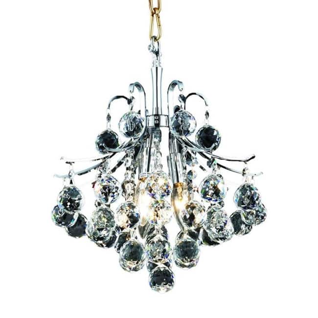 Elegant Lighting V8000D12/RC Toureg 3 Light 12" Wide Crystal Pendant - Chrome