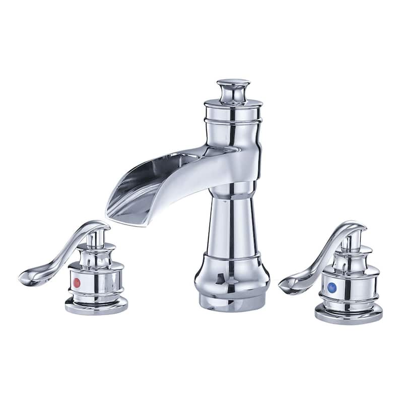 Chrome Waterfall 3 Holes Two Handles Bathroom Faucet