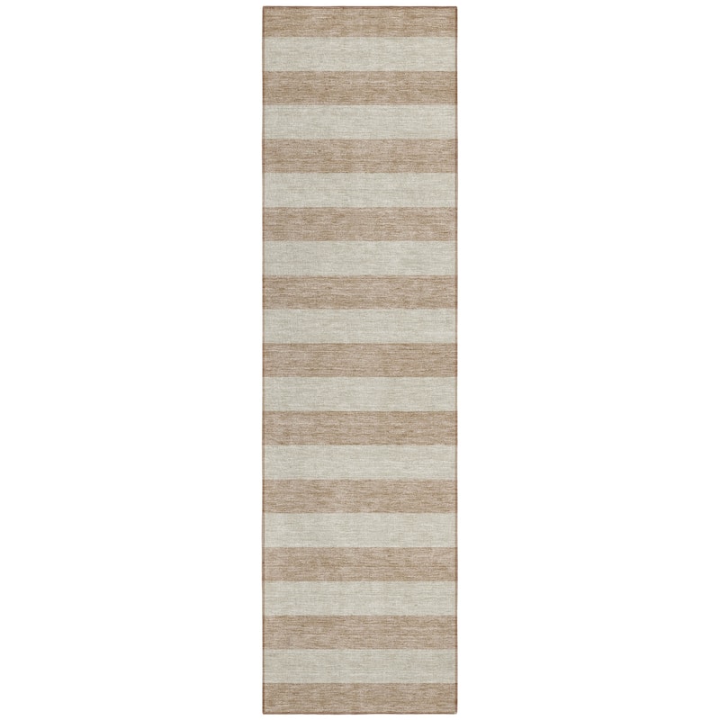 Machine Washable Indoor/ Outdoor Cabana Stripe Chantille Rug