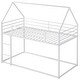 preview thumbnail 21 of 26, Twin House Bunk Bed with Slide, Ladder, and Guardrails, Metal Frame, Black
