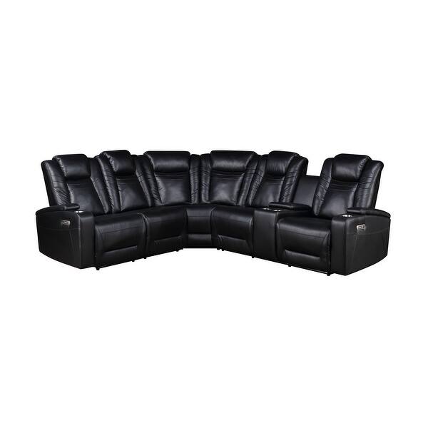 Porter Designs Optimus MidCentury Modern Power Reclining Sectional, Black Bed Bath & Beyond