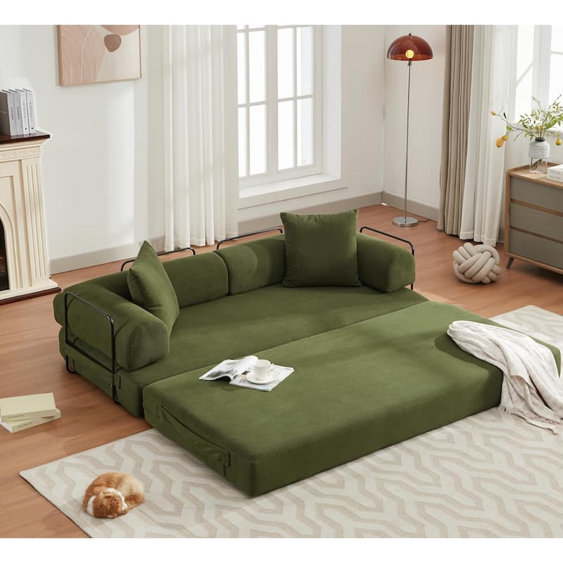Folding Convertible Sleeper Sofa Bed with 3-Seats, DIY Modular Design for Ultimate Flexibility and Comfort