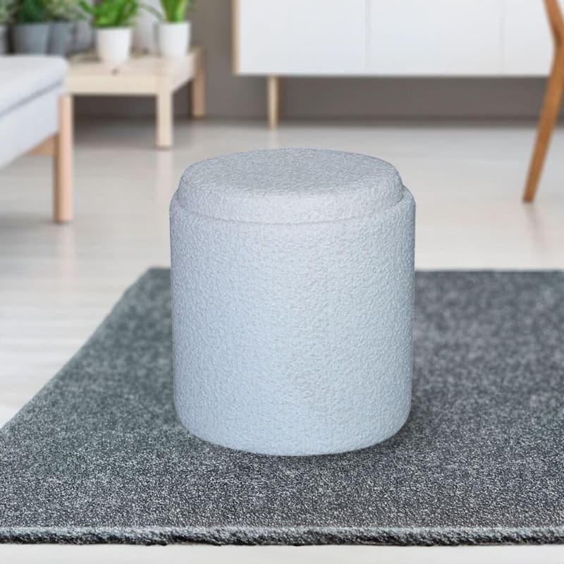 Aria Home Boucle Tufted Round Storage Ottoman with Removable Tray Top