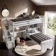 preview thumbnail 13 of 21, Twin over Twin Loft Bed with Built-in Desk and Staircase