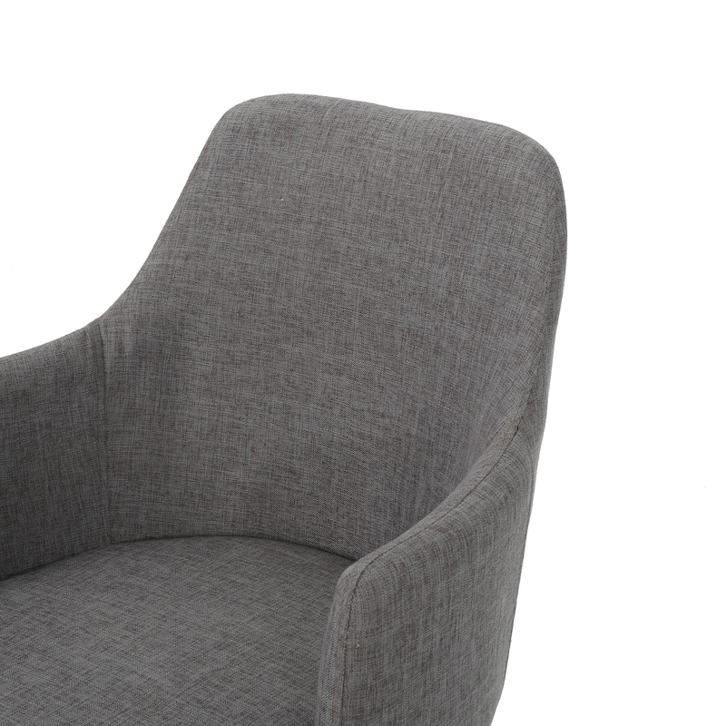 Fabric Upholstered Dining Room Chairs with Arms, Metal Legs, Modern Contour Back Side Chairs Breakfast Nook Chairs, Set of 2