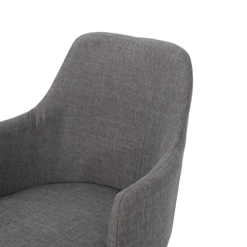 Mid Century Modern Dining Chairs Set of 2, Curved Back Fabric Upholstered Seats, Walnut Finish Metal Legs, for Kitchen Room