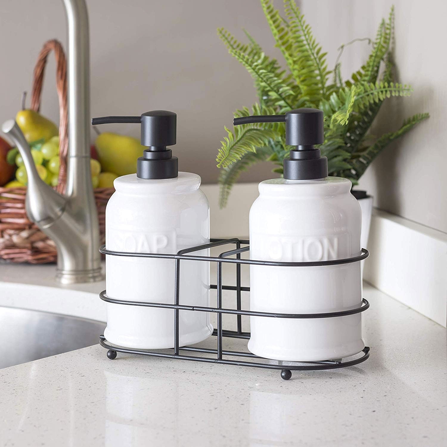 Soap Dispenser & Sink Caddy Set Kitchen Storage Hand Soap