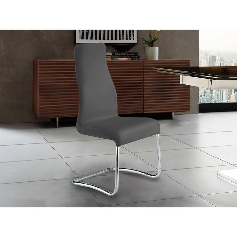 Casabianca Home Florence Set of 2 PU Leather Dining Chairs, Black
