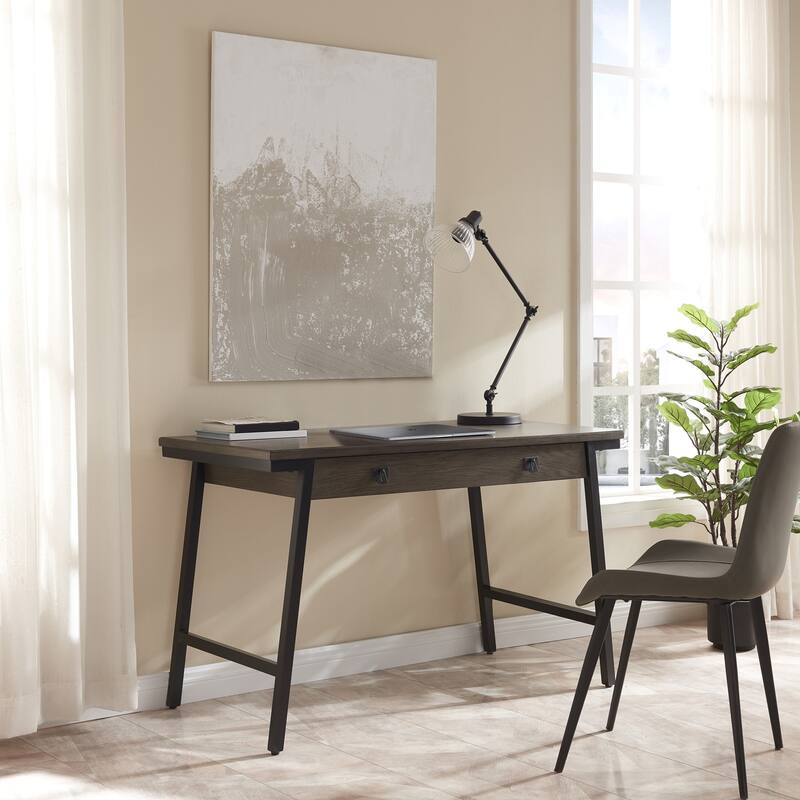 Vogue Computer Desk - Modern Office Desk 48"L - Small Space Workstation - Gray & Black Finish