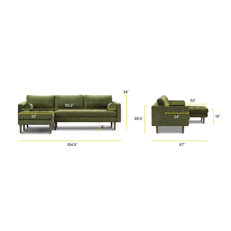 Poly and Bark Napa Fabric Left Sectional Sofa