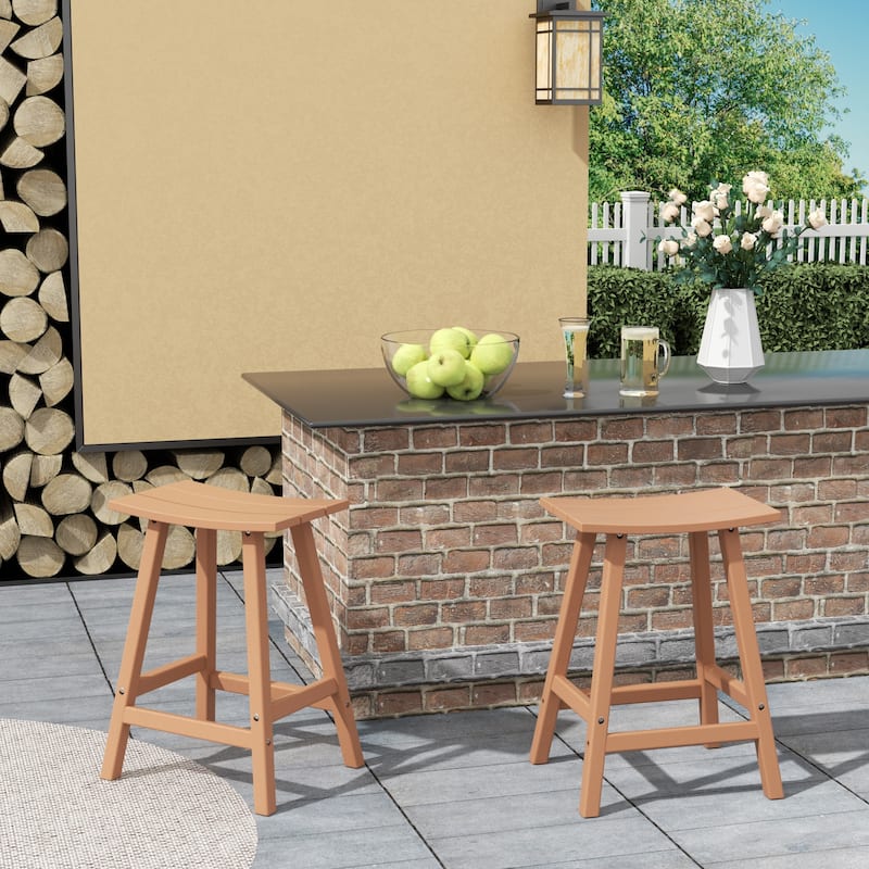 Polytrends Laguna Hdpe All Weather Outdoor Patio 24" Saddle Seat Counter Stool (Set Of 2)