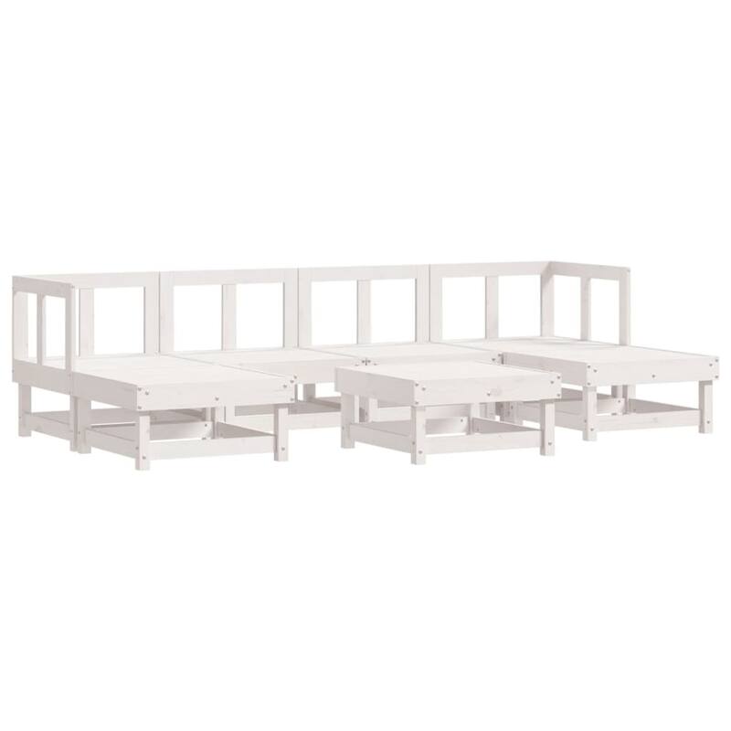 vidaXL Garden Lounge Set White Solid Pine Wood, Plywood Large Modular - 24.0 x 24.0 x 24.4