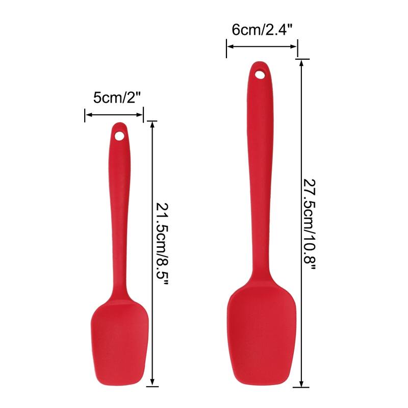 2pcs Silicone Spatula Set Heat Resistant Scraper for Cooking Baking - Red