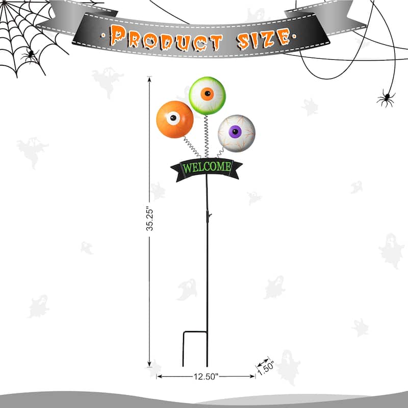 Glitzhome 35"H Metal WELCOME Eyeballs with Springs Halloween Yard Stake