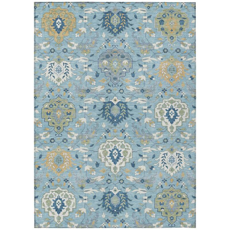 Machine Washable Indoor/ Outdoor Traditional Kashan Chantille Rug