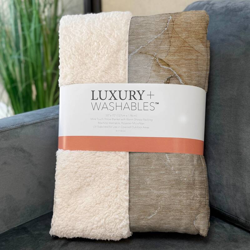 Premium Machine Washable Abstract Contemporary Sherpa Throw Blanket