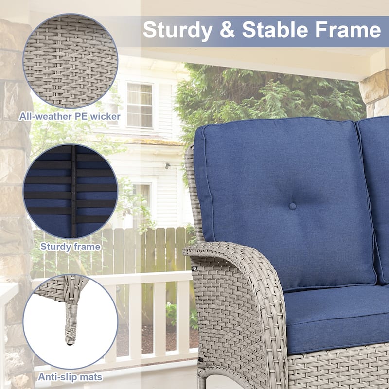 Pocassy Outdoor Sofa Swivel Glider Chair with Table