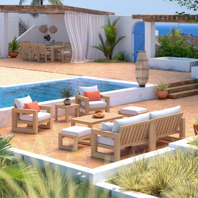 Benson 8 Piece Sunbrella Outdoor Patio Sofa & Club Chair Set