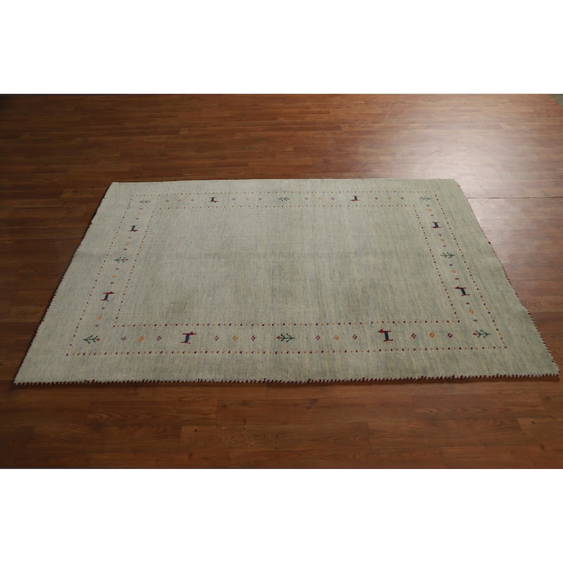 Hand Knotted Oriental 100% Wool Carpet Tribal Animal Pictorial Green Gabbeh Area Rug - 5' 10'' X 3' 11''
