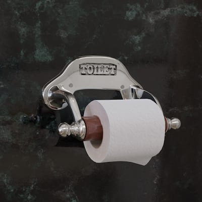 Chrome Plated Brass Wall Mount Toilet Paper Holder 6.5" W with Wooden Roll Renovators Supply