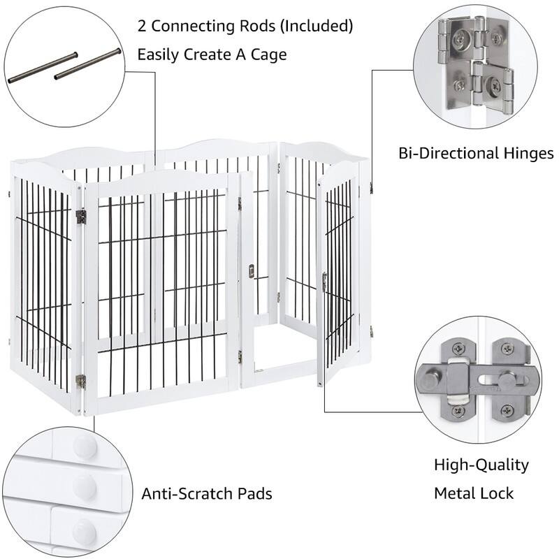 Unipaws Pet Playpen with Wire 6 Panels Freestanding Dog Gate