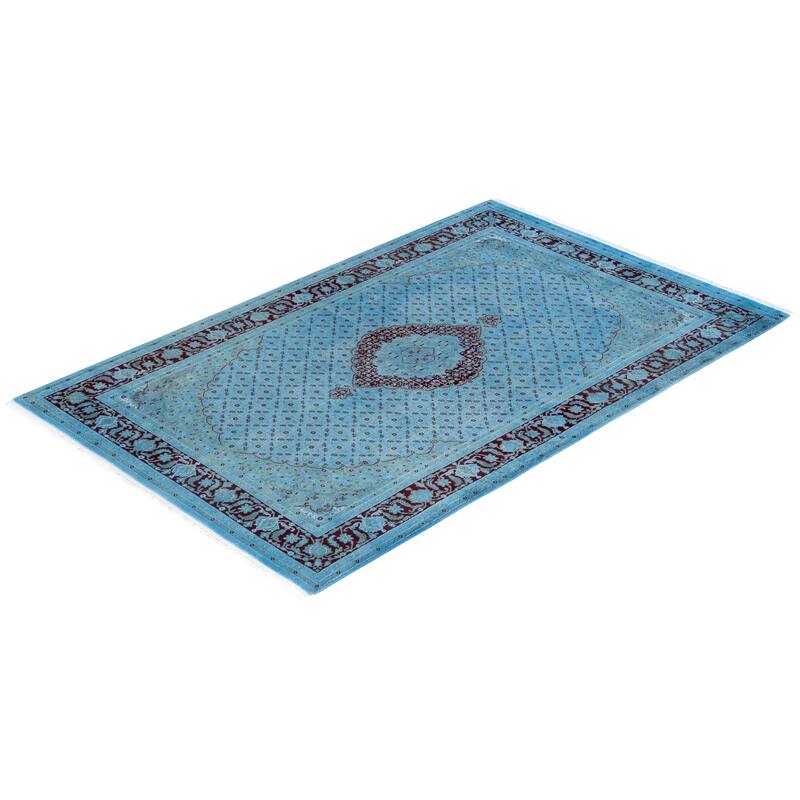 Fine Vibrance One-of-a-Kind Hand-Knotted Area Rug - Gray, 6' 1" x 9' 5" - 6' 1" x 9' 5"